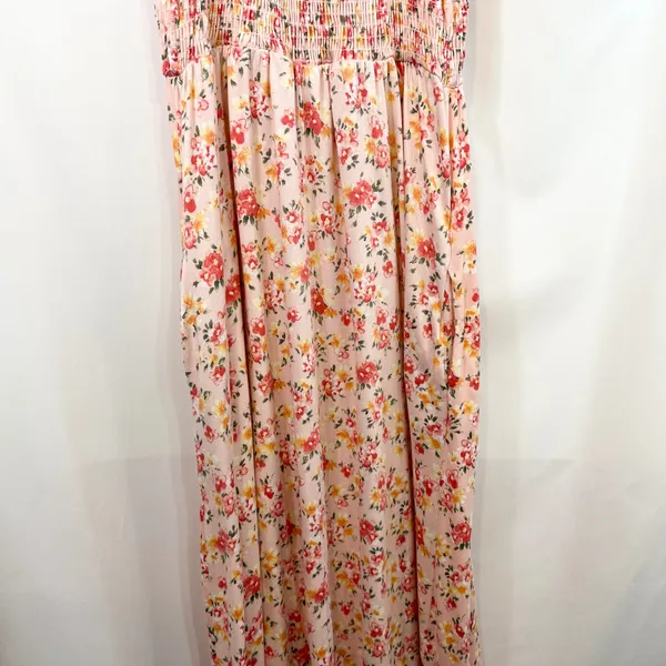 Culture Code Medium Maxi Dress‎ Pink Floral Smocked Cottagecore Feminine 1264 - Image 9