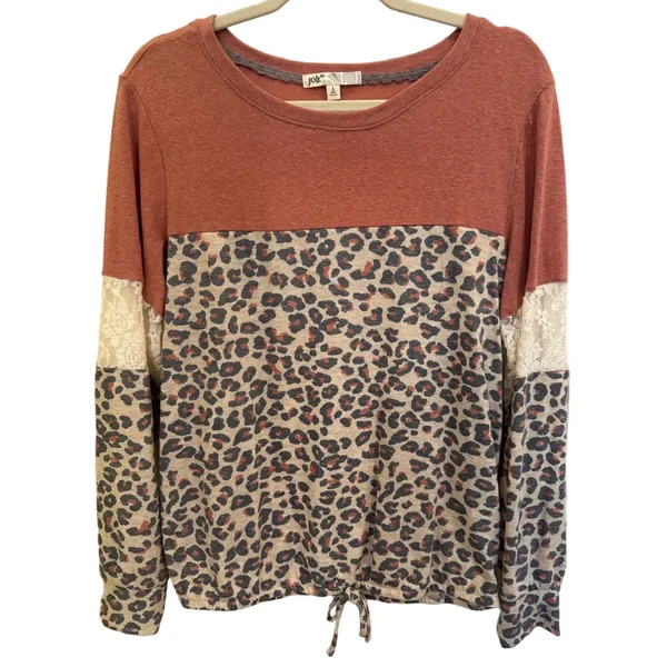 Jolt Rust and Leopard Print Top - Image 2