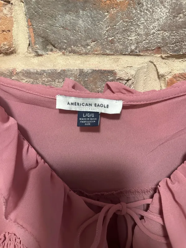 American Eagle Pink Tie Front Tank - Image 3
