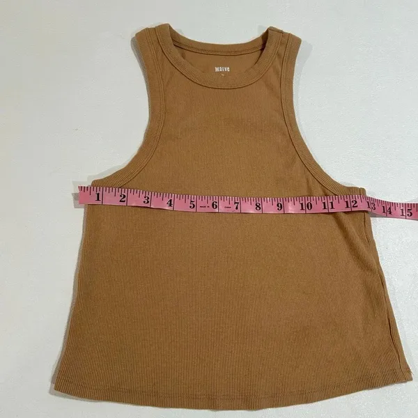 Maeve by Anthropologie Ribbed Tan Sleeveless Tank Top Size Medium - Image 4