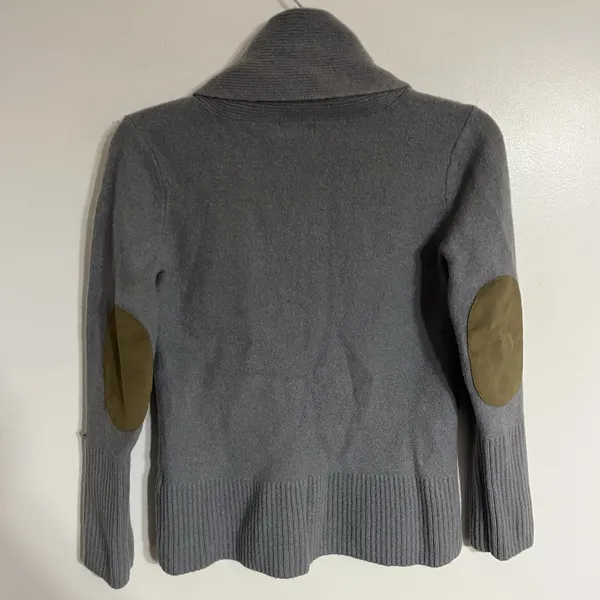 Cabelas 100% Lambs Wool Leather Elbow Patch Cardigan Size‎ Small Gray Shawl Neck - Image 15