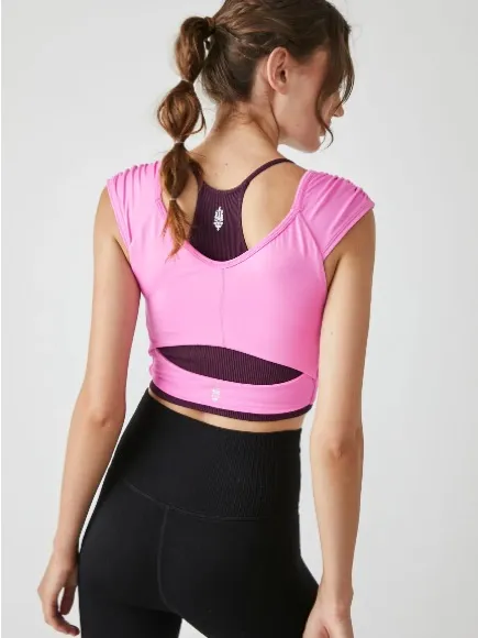 FREE PEOPLE Movement Breathe Deeper Cami Active Workout Yoga in Magenta Minx M - Image 3