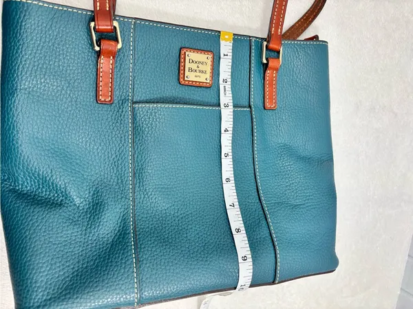 Dooney & Bourke Teal Brown Pebble Leather Tote & Matching Wallet Set - Image 15