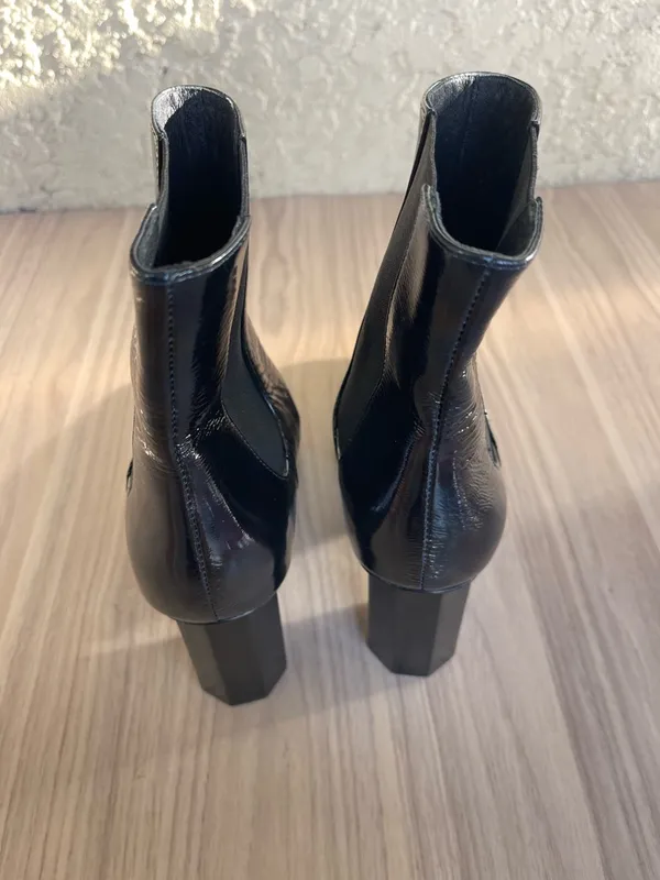 Donald J. Pliner Black Patent Chelsea Block Heel Ankle Boots - Image 2