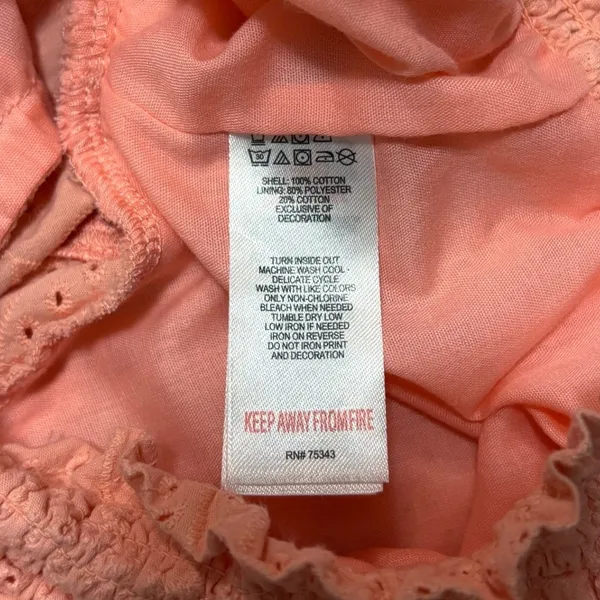 Happily Grey Eyelet Crop Top Women S Peach Fruit‎ Smocked Boho Cottage Prairie - Image 5