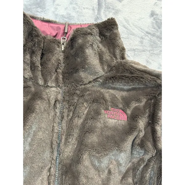 The North Face Mossbud Swirl Reversible Jacket Womens Pink Brown Medium - Image 8