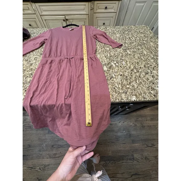 Pact organic cotton mauve tie-waist dress crew neckline Size Small Gorpcore - Image 10