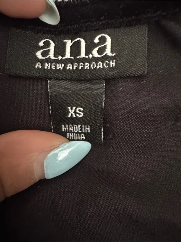a.n.a Black Velvet Long Sleeve Dress with Pink Floral Embroidery (XS) - Image 2