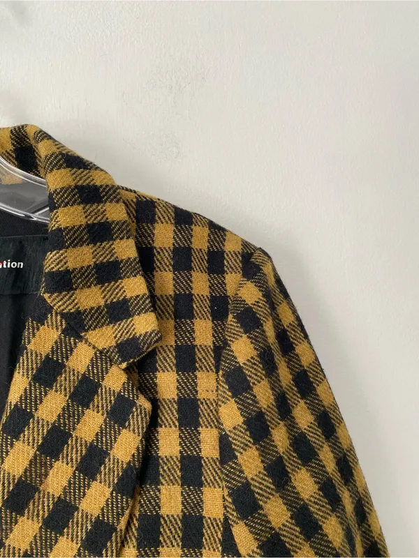 Reformation Lazer Checked Open-Front Blazer Jacket Black size XS - Image 9