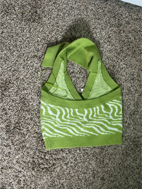 Knitted halter top Green Size 8 - Image 3