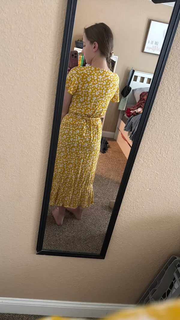 Amazon Yellow Floral Wrap Dress  - Image 3