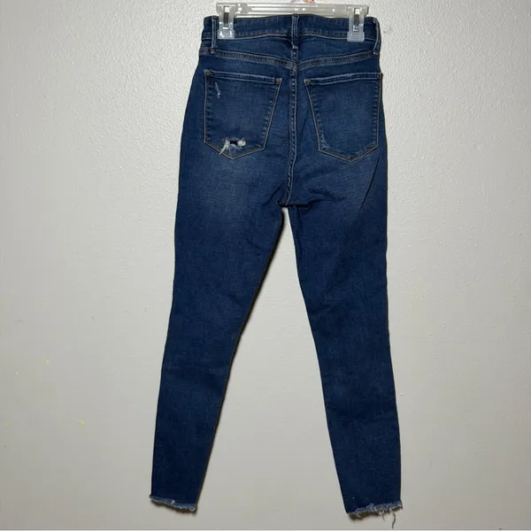 Abercrombie & Fitch Women High Super‎ Skinny Ankle Blue Distressed Jeans size 0S - Image 5