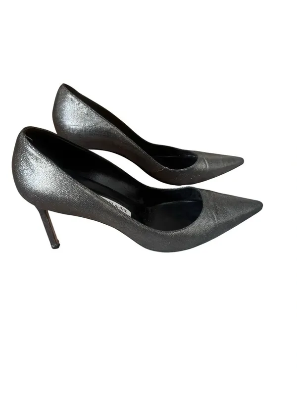 Manolo Blahnik Pumps Silver sparkly Pointed Toe Shoes 41 - Image 4