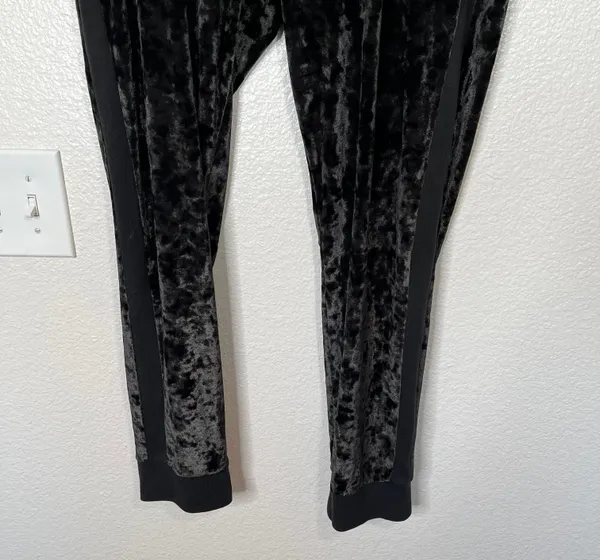 Victorias Secret PINK Womens Black Velvet Drawstring Joggers Size L - Image 4