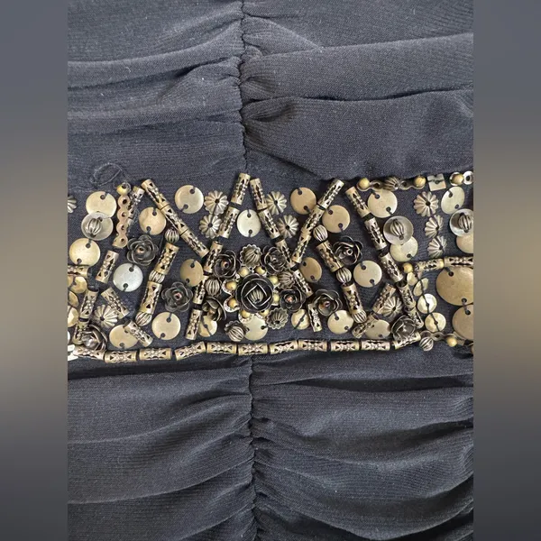 Vintage Sue Wong Nocturne Black Ruched Beaded Mini Dress size 8 - Image 12