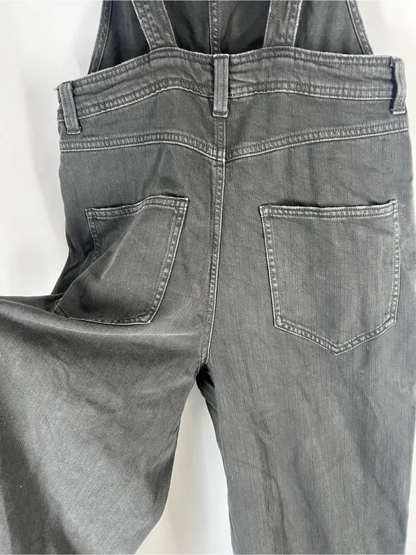 Aerie Baggy Y2K Overalls Smoked Gray Black Denim Size S - Image 8