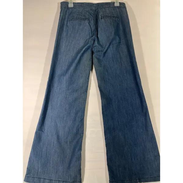 XXI Wide‎ Leg Denim Jeans Women' Sz 28 Blue Wash Flare Cropped Trendy Retro Chic - Image 2