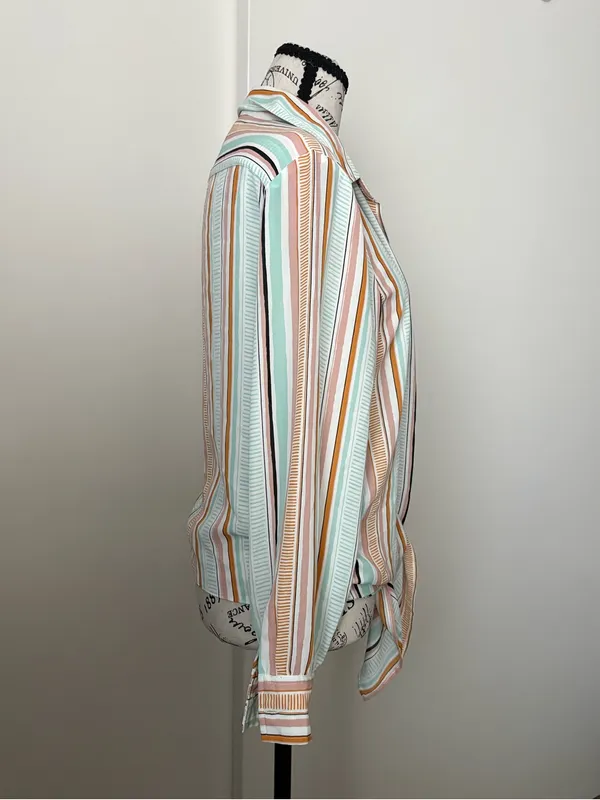 Rachel Zoe Striped Tie-Front Blouse in Mint, Peach & Cream - Image 3