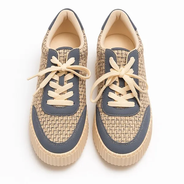 Universal Threads Woven Platform Sneakers Blue Cream Tweed Women's Size 9 in EUC - Image 8