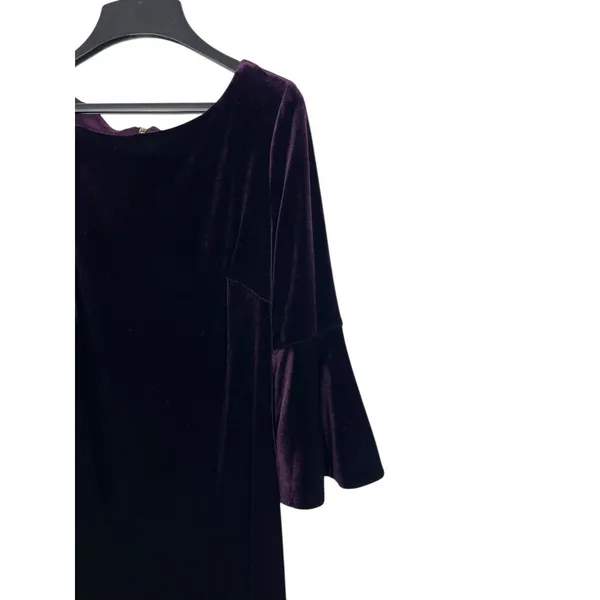 Calvin Klein Women’s Size 10 Velvet Bell Sleeve Sheath Dress Deep Purple Holiday - Image 4