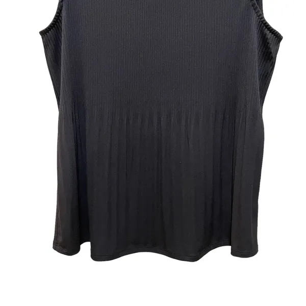 Adrianna Papell Ruffle Sleeveless Pleated Top Black Size Medium - Image 2