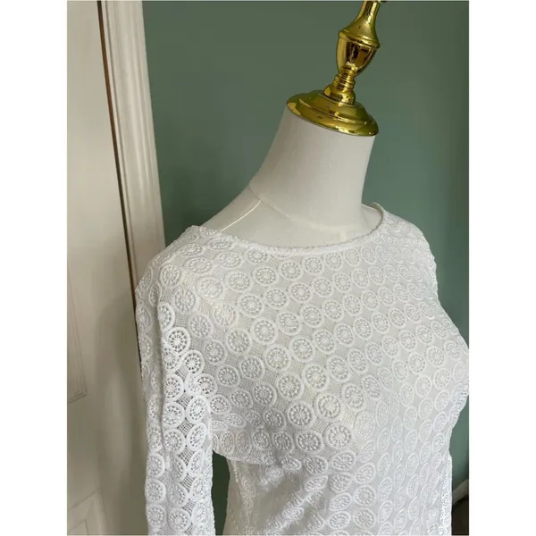Vici Crochet Unlined Long Sleeve Maxi Dress Size S White Bridal Honeymoon - Image 2