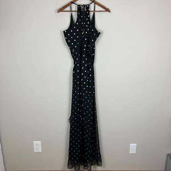 Lovers + Friends Revolve Bridget Maxi Dress Small Black Gold Polka Dot Ruffle S‎ - Image 14