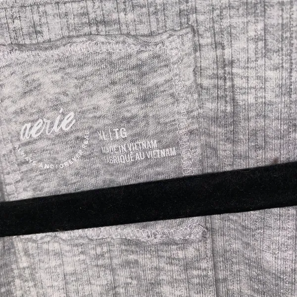 Aerie Heater Gray Long Sleeve Cross Front Ribbed Knit Bodysuit Women's Size XL - Image 5