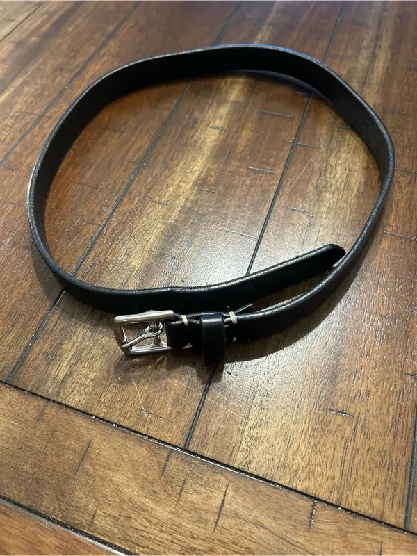 Women’s Coach Black Genuine Leather Belt Horsebit Buckle Silver Tone Approx. 35” - Image 4