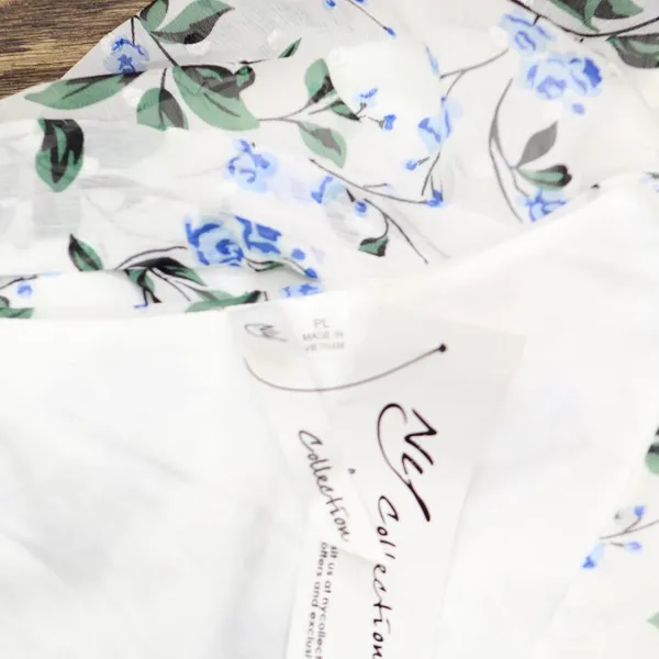 NWT Ny Collection Petite Short Sleeve High Low Hem Chiffon Dress Blue Floral PL - Image 6