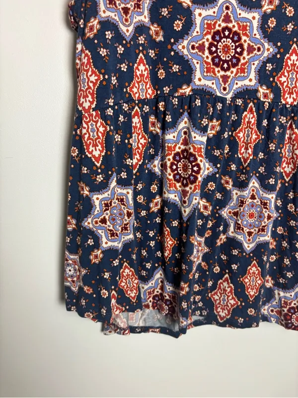 Maurices Navy Blue Medallion Print Drop Waist Sleeveless Tank Top - Image 4