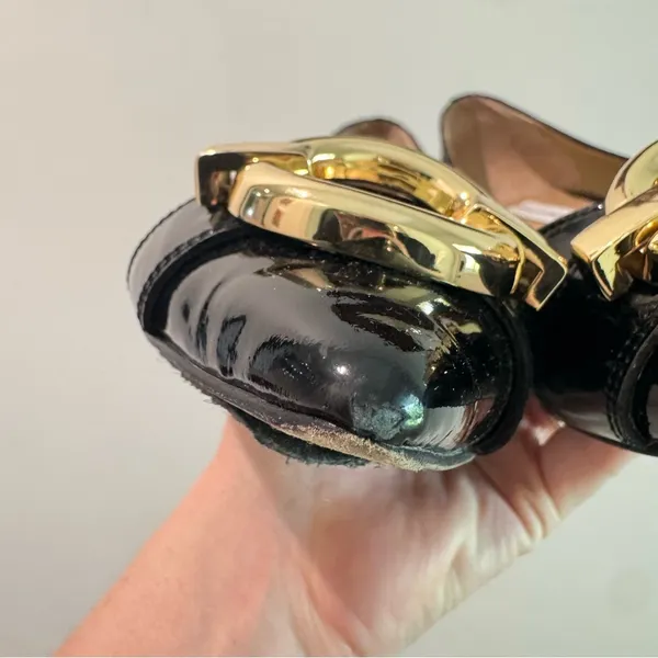 Diane Von Furstenberg Black Patent Leather‎ Pointed Toe Flats 8M - Image 3