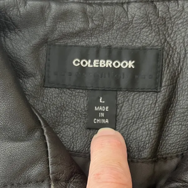 Leather Jacket‎ Belted Zip Front Mid Length Colebrook Black Women L - Image 5