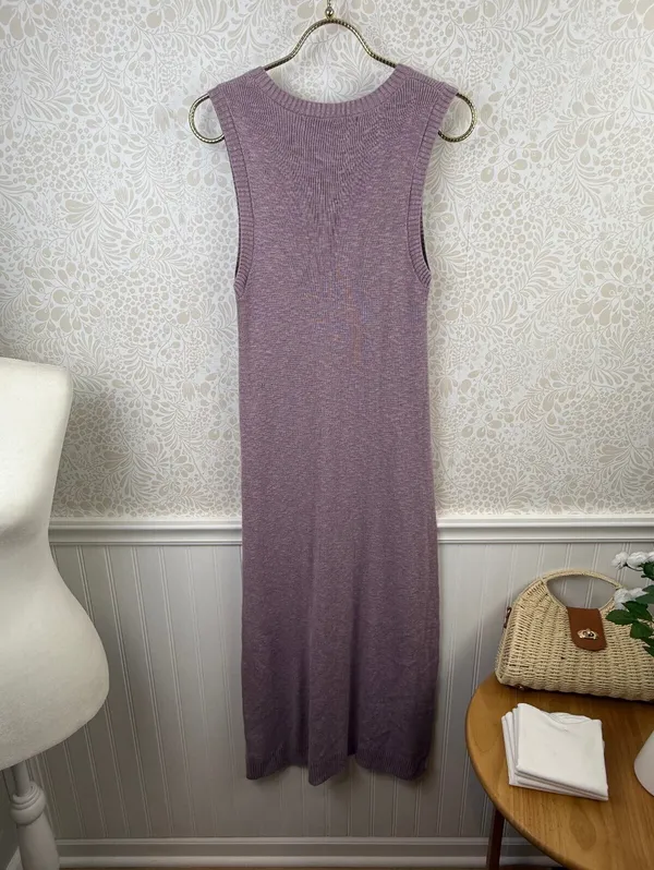 Free People Beach Purple Cotton Slit Sleeveless Ribbed Maxi Dress - Size - XS - Image 6