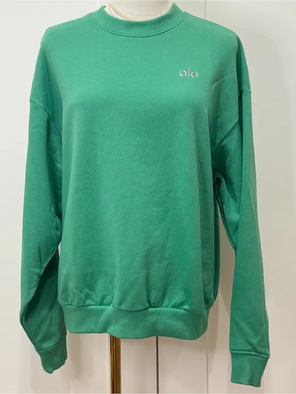 Alo Yoga Accolade Crew Neck Pullover Sweatshirt Spruce Green XXS Athleisure Rare - Image 6
