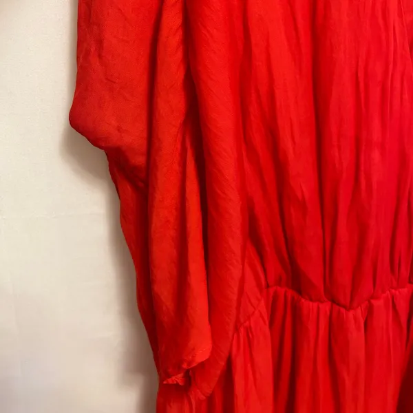 Zara Basic Red 3/4 Sleeve Faux Wrap Lined Mini‎ Dress Size Medium - Image 4
