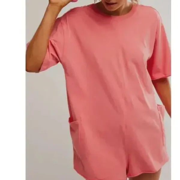NWT Free People Movement Hot Shot Tee Romper In Tulip Pink XL - Image 5