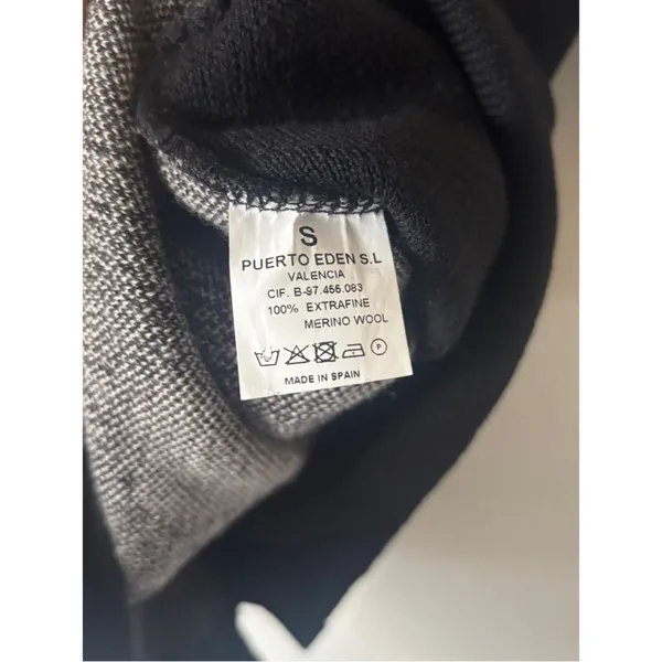 Siyu Espana Black Merino Wool Top with Taupe Polka Dots Size Small - Image 4