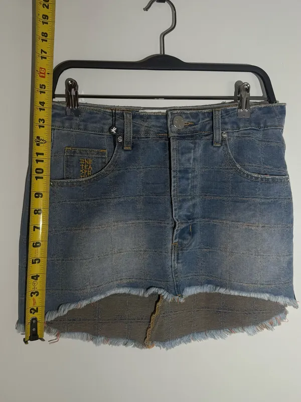 NWT Free People One Teaspoon Junkyard Low Waist Mini Denim Skirt - Tropical Blue - Image 13