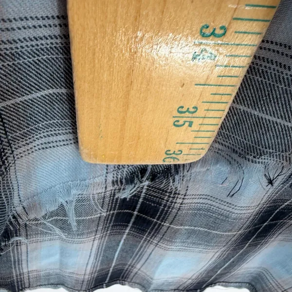 Democracy Plaid Flannel Dress Womens S Blue Distressed Hem Coastal Cowgirl Boho - Image 16