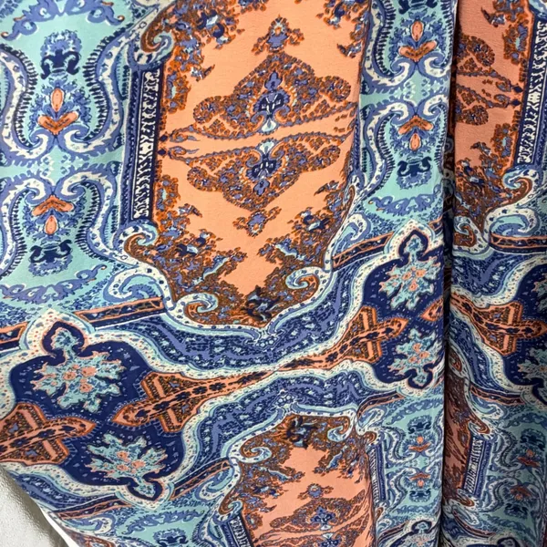 Maeve‎ Anthropologie 100% Silk Paisley Maxi Dress Blue Orange Size 6 Sleeveless - Image 3