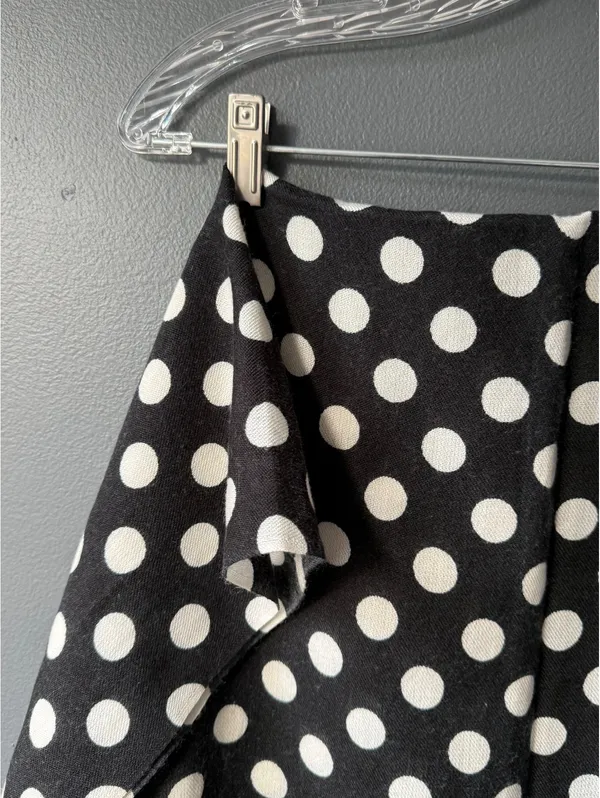 Black and White Polka Dot Shawl with Fringe - Image 5