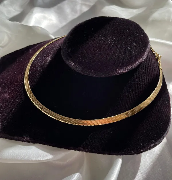 NEW 18K Gold Plated (5mm) Herringbone Flat Chain Necklace - Image 4