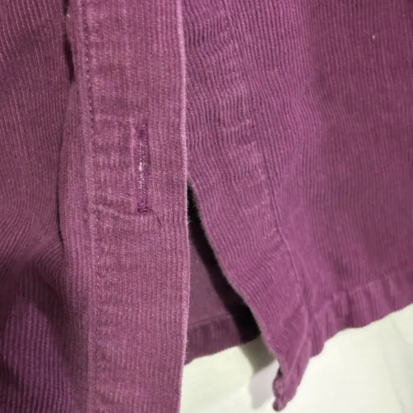 Vtg April Cornell Top Button Up Corduroy Burgundy Purple Embroidered M Cottage - Image 6