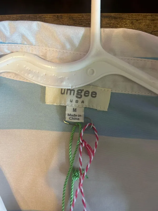 Umgee Light Blue-White Stripped Blouse - Image 3