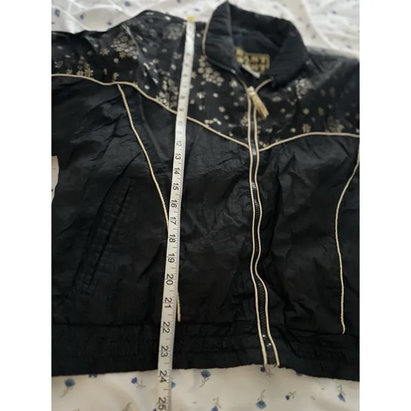 East West 80's Black & Gold Glitter Star Patterned Zip-Up Windbreaker Jacket - Image 4