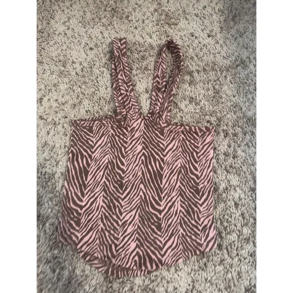 Free People Movement Crop Top Flutter Kick Tank Medium Pink Brown Zebra Top - Image 9