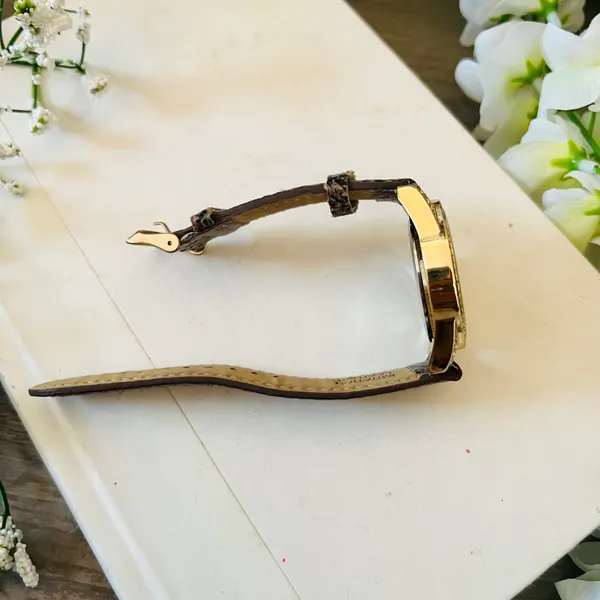 Gold & Snake Print Diamond Watch - Image 12