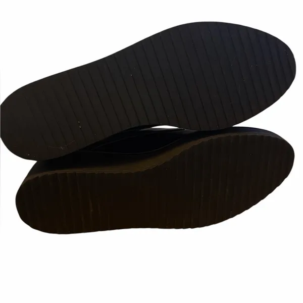Halogen Black Leather Single Buckle Platform Loafers - Image 4
