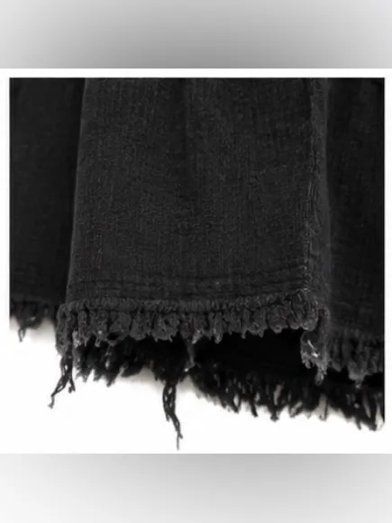 Umgee Black Ruffle Sleeve Tiered Cotton Mini Dress Size 10 Raw Hem - Image 4